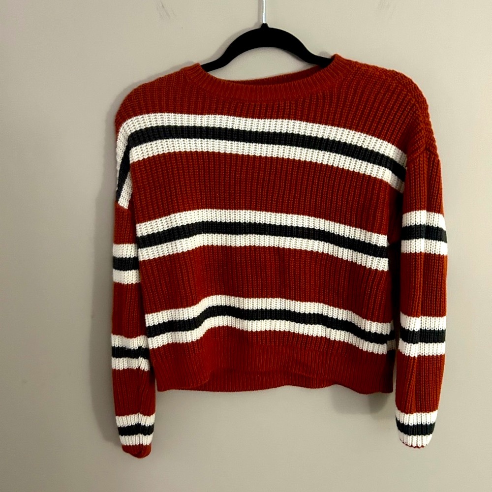 Burnt Orange Striped Sweater